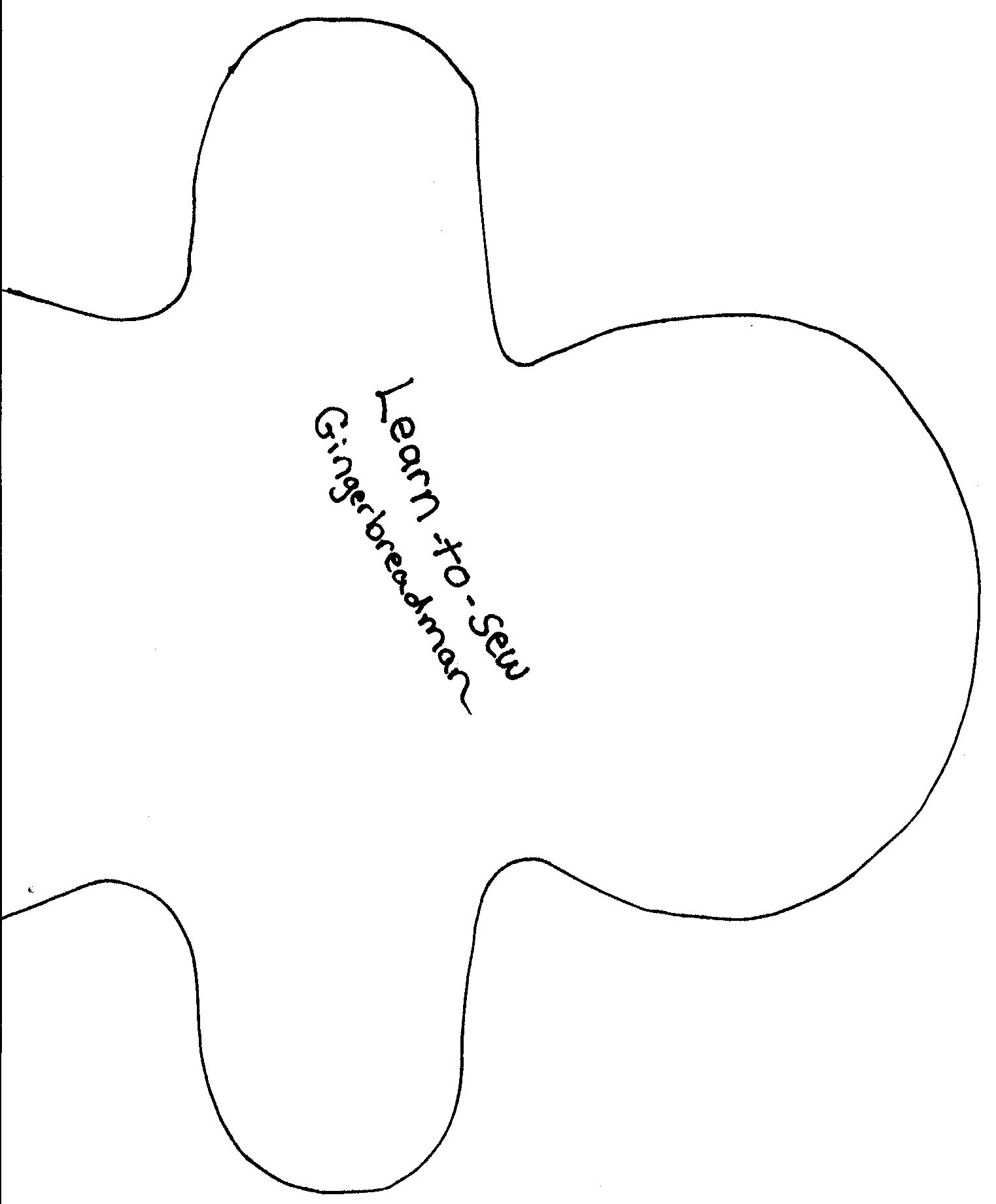 full size pattern for learn to sew gingerbreadman from CraftElf